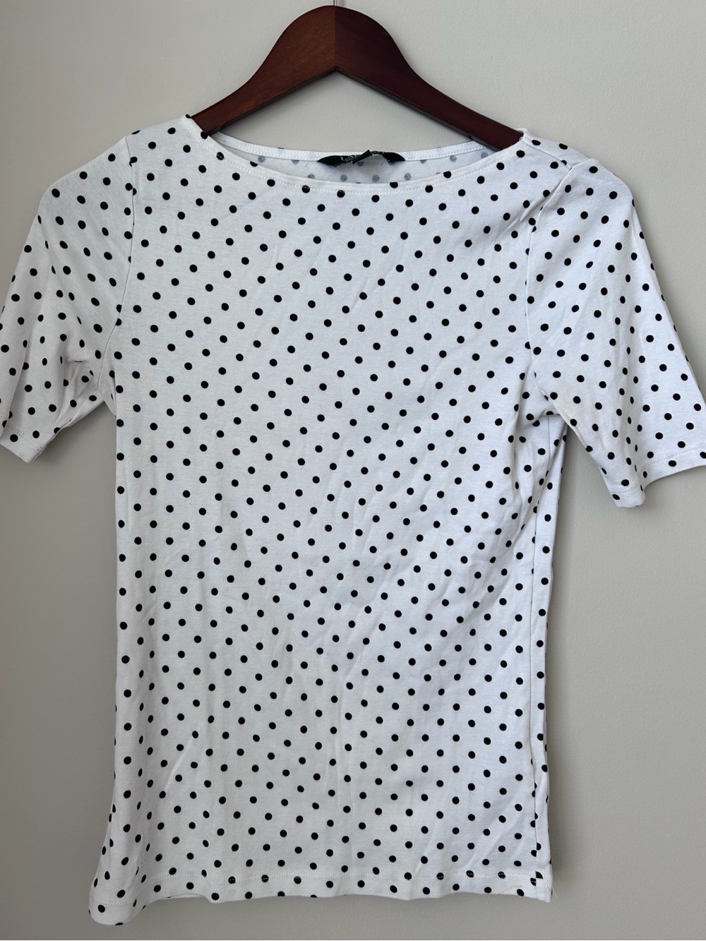 Ralph Lauren White Short Sleeve Tee with Black Polka Dots